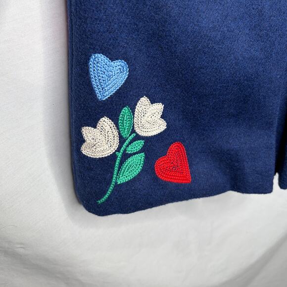 Mini Boden Girls Floral Embroidered Navy Blue Coat Size 9-10Y - Picture 5 of 10